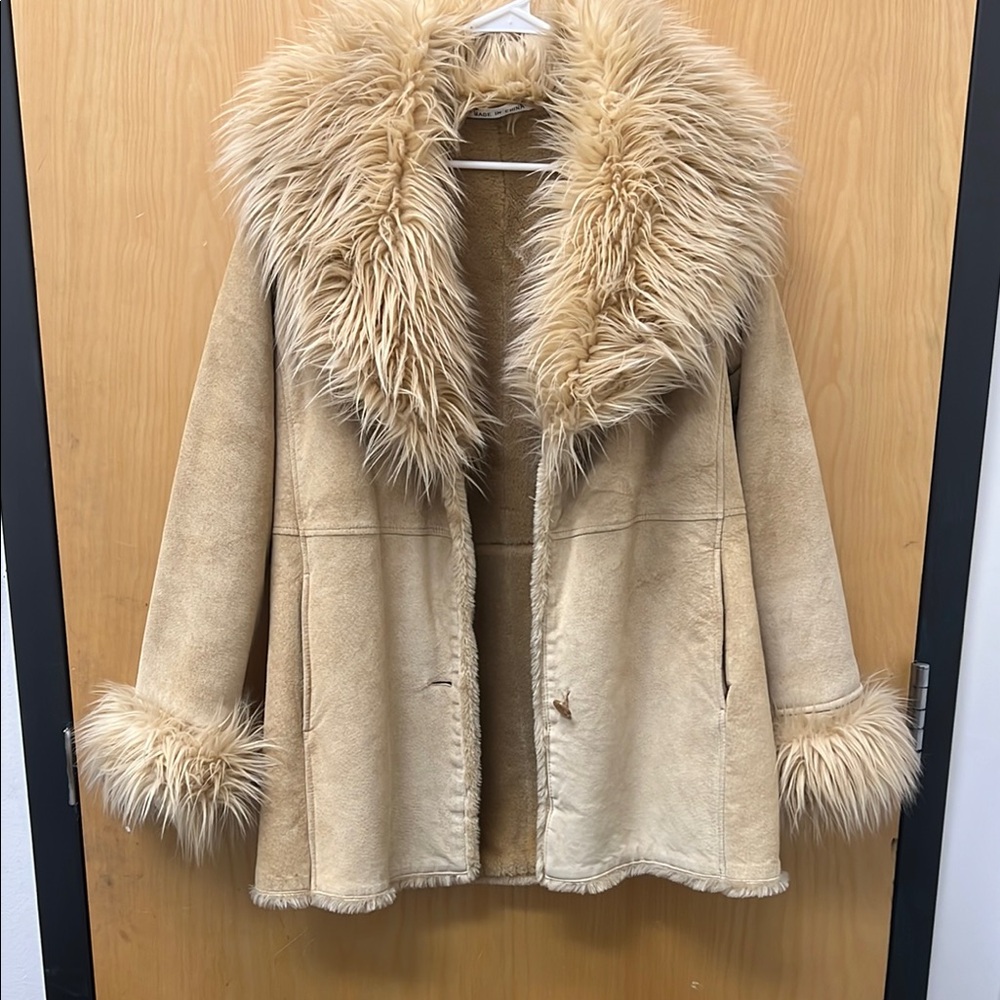 Light Brown Suede Jacket with Faux Fur (Wilson’s Leather)
